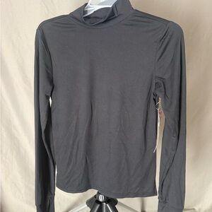 Women’s Ribbed Mock Neck Long Sleeve Activewear Top - black